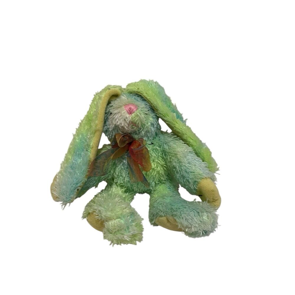Atico International Green Tie Dye Fuzzy Bunny Rabbit Plush 7" Stuffed Animal